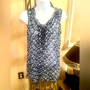 Michael Kors Sleeveless Sand Dollar Batik style Sheer Top